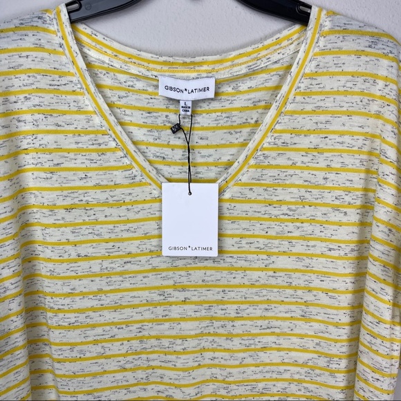 3/30$🔥 NWT Gibson & Latimer Stripe Ruffle Slv Tee - Picture 5 of 9